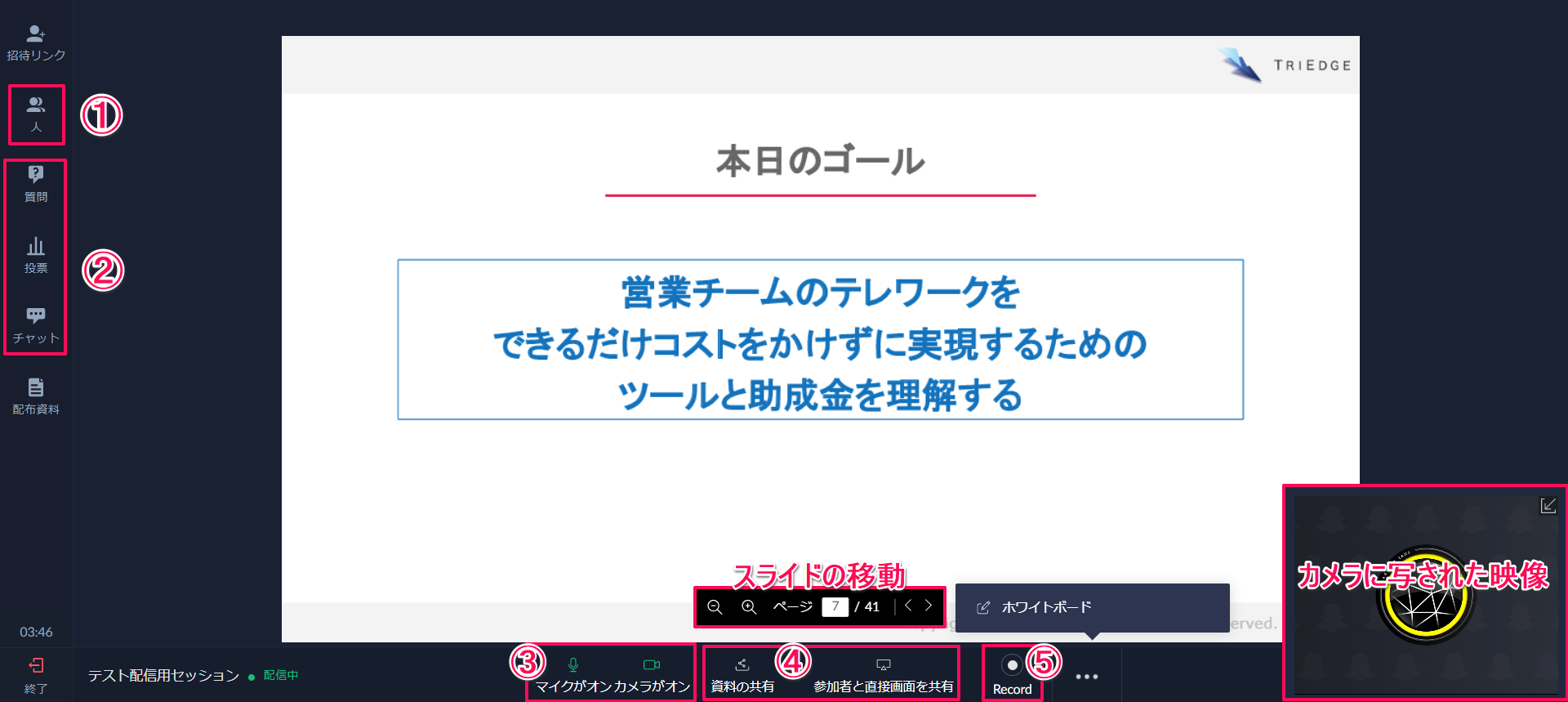 ウェビナー配信中にできることの画像2