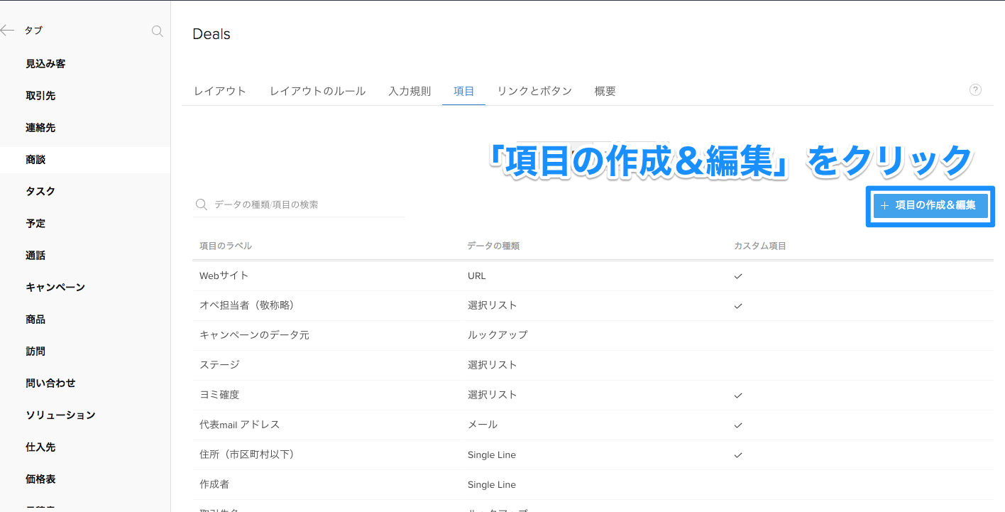 項目のカスタマイズ方法についての画像4